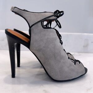 Rebecca Minkoff Gray Lace-Up Peep Toe Boots